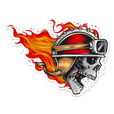 Flaming Motorcycle Skull Vinyl Decal Sticker - Ebn9287 • $5.07