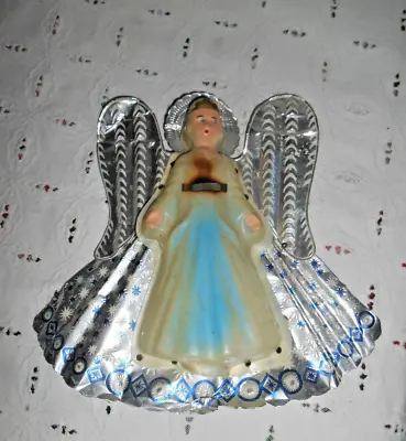 Vintage 1950's MCM Foil And Lightweight Plastic Tree Topper Angel With Wings • $19.99