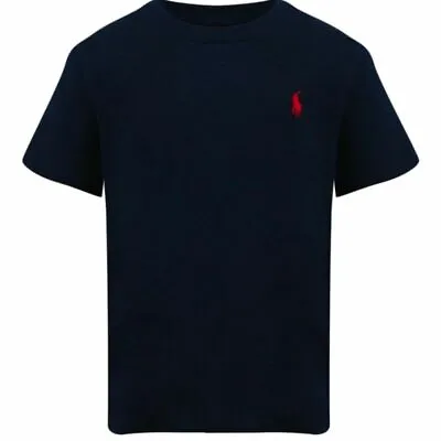 Ralph Lauren Polo Boys T Shirt Top Crew S/S Age 1.5 - 2 Dark Blue New Genuine • £7.95