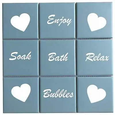 £3.39 • Buy Words & Hearts Bathroom Tile Stickers Wall Vinyl Waterproof Tiles Bath Toilet