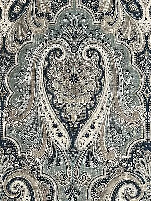 Waverly SET THE MOOD Fabric Paisley Medallion 40  X 56  Blue Tan Decor Baroque • $19.90