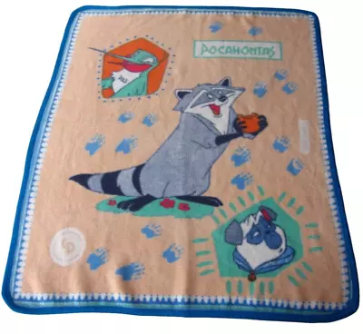 Vintage Disney Pocahontas Meeko Fleece Throw Blanket Raccoon Flit Bird Percy • $34.99