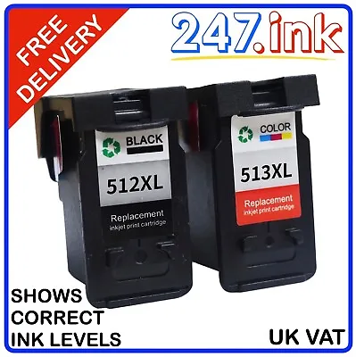 £36 • Buy 512 & 513 Remanufactured Ink Cartridges For Canon IP2702 IP2700 (Set) (non-oem)