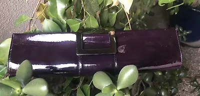 Roger Vivier Patent Leather Long Clutch Deep Purple Evening Occasional Bag • $145.99