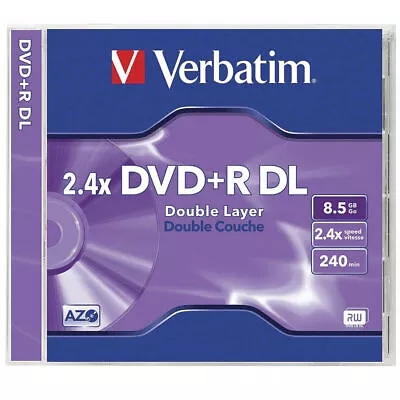 Verbatim DataLifePlus (Azo) DVD+R DL 8.5GB Jewel Case Singles 2.4x • $23.90