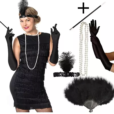 1920s Flapper Dress Womens 20s 30s Charleston Gatsby Ladies Fancy Dress Costume • £18.99