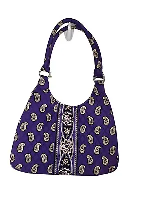 VERA BRADLEY Large Double Handle Hobo Shoulder Bag Simply Violet Paisley NWT • $25.95
