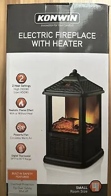 Konwin Electric Fireplace With Heater Small Room Size 120v • $30