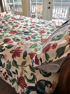 Vintage Austin Horn King Comforter Shams Fiesta Tropical Colorful Floral Parrots • $253.06