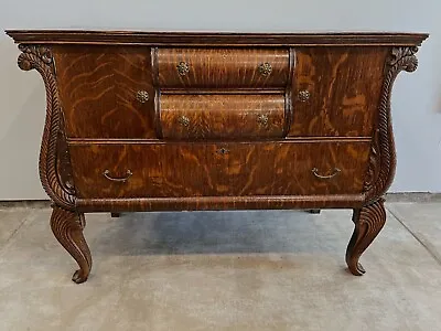 ANTIQUE C. EARLY 1900s Tiger Zebra Wood French Rococo Cabinet Dresser • $995