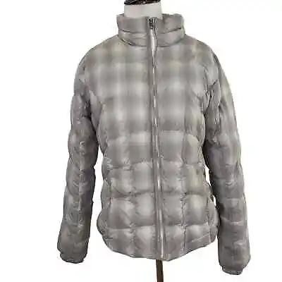 Eddie Bauer Women's 650 Silver Plaid Checkered Jacket Size Small • $44