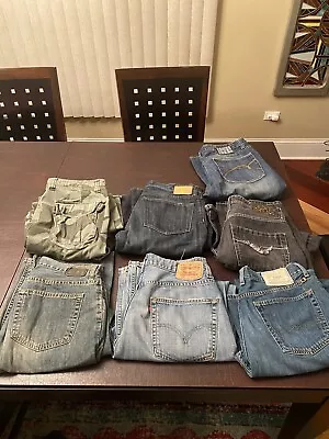 Lot Of 7 Mens Jeans SZ 34x30 Lucky Brand Levi’s GapCoyoteMavi Camouflage • $29.99