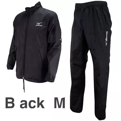 MIZUNO GOLF Rain Wear Jacket Pants Set Black Size M 52MG6A01 Mens Adjustable New • $104