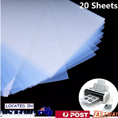 $14.12 • Buy 20x A4 Clear Vinyl Film Inkjet Printer Film  Paper Transparent Inkjet Paper