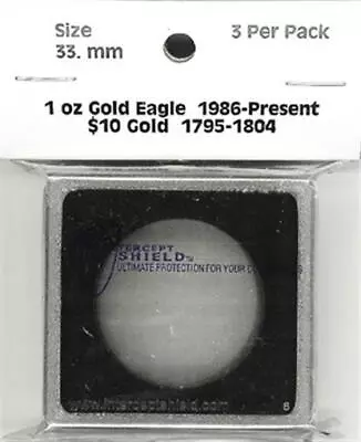 Intercept Shield 2X2 Coin Snaplock Holders 33mm 3 Capsules For US 1 Oz Gold $10 • $6.37