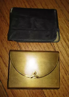 VTG Coty Brass Envelope Style Powder Compact Mirror Puff & Cover  *No Powder* • $15