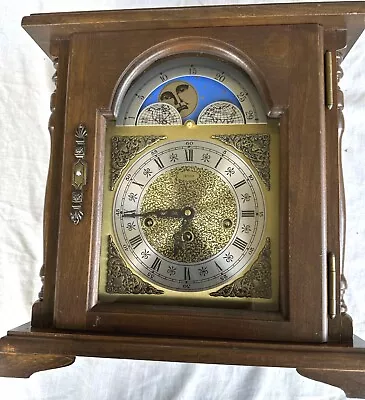 Emperor Walnut Moon Phase 341-020 Mantle Clock With Key And Pendulum • $125