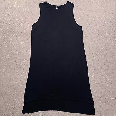 J Jill Wearever Dress XXL Black Knit Sleeveless High Side Slits Stretch Cover Up • $24.44