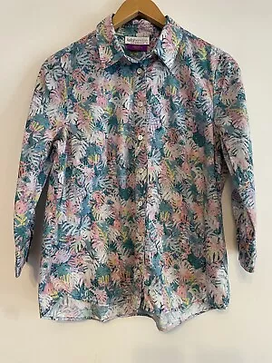 FELLA HAMILTON Ladies Liberty Print Long Sleeve 100% Cotton Blouse Shirt Size 10 • £31.22