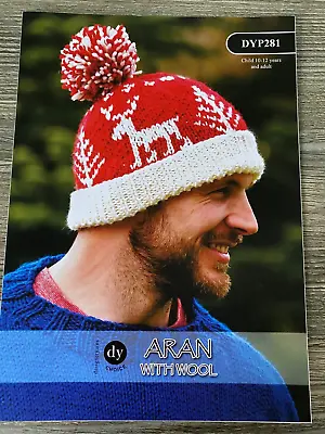 Designer Yarns Knitting Pattern: Family Christmas Hat Aran 10years+ DYP281 • £4