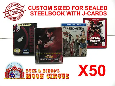 50x BLU-RAY STEELBOOK WITH J-CARDS (SIZE BR5) - CLEAR PLASTIC BOX PROTECTORS  • $39.98