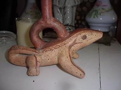 Moche Pottery Stirrup Lizard Vessel • $100