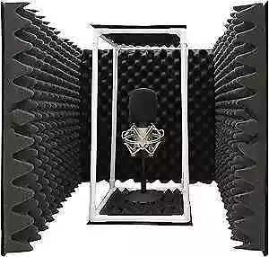 Large Microphone Isolation Shield Foldable Vocal Booth Reflection Filter 2  • $69