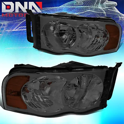 For Dodge Ram 2002-2005 1500/2500 Smoked Tint Housing Amber Crystal Headlights • $65.98