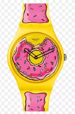 Swatch Watch The Simpsons Donut Doughnut Unisex Mens Womens Never Worn In Box  • £45