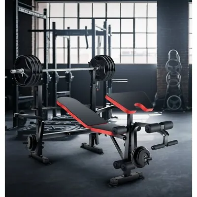 6 In 1 600lbs Weight Bench Set W/Squat Rack Adjustable Incline Bench Press Set^ • $159.99