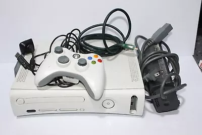 Microsoft Xbox 360 White Console 60 GB HDD With Controller & Cords Tested Works • $74.99