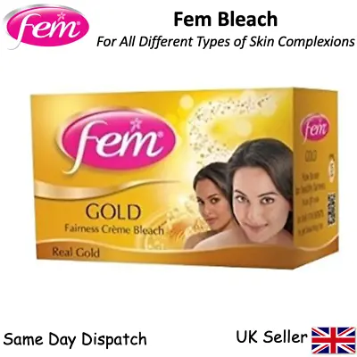 Dabur Fem Cream Creme Bleach Face Skin Whitening - Diamond Gold Saffron Oxylife • £5.99