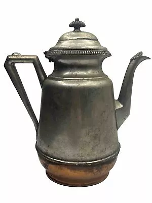 Antique Vtg E.B. Manning Copper Mix Metal Coffee Tea Pot Patent 1862 Pitcher • $49.27