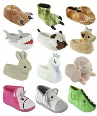 Girls Boys Kids 3D Soft Comfy Character Novelty Animal Unicorn House Slippers • $16.71