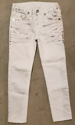 NWOT True Religion Girls White Jeans With Silver Paint Embellishment Size 6 • $45