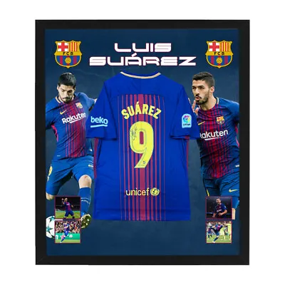 $1195 • Buy Luis Suarez Barcelona Fc Hand Signed Framed Soccer Jersey Messi Coutinho Vidal