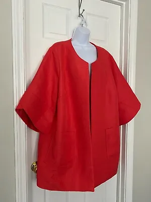 Jessica London Plus Size Coral 3/4 Length Sleeve Textured Open Front Jacket 26W • $29