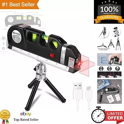 3-in-1 Laser Level Line Tool With Metal Tripod Stand & 8-Foot Measuring Tape • $27.99