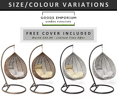 £24.99 • Buy Rattan Garden Hanging Egg Swing Chair Patio Hammock Cocoon With Stand & Cushions