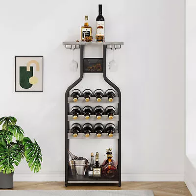 Freestanding Floor Stand Bar Wine Rack Organizer Display Rack Wine Storage Gray • $64.50