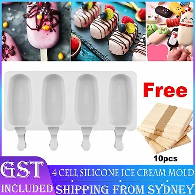 4 Cell Silicone Frozen Ice Cream Mold Juice Ice Lolly Maker Ice Lolly Pop Mould  • $8.98