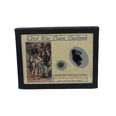 Civil War Union Uniform Fabric Piece With Eagle Button In Display Case And COA • $36.89