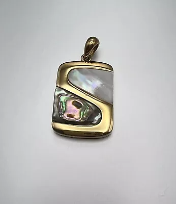 Lia Sophia Water World Abalone & Mother Of Pearl Gold Tone Square Pendant Slide • $14.99