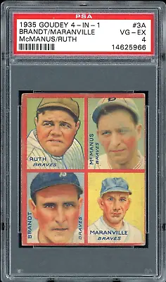 1935 Goudey 4 In 1 Babe Ruth Mcmanus Brandt & Maranville Card #3A - PSA 4 • $3937.75