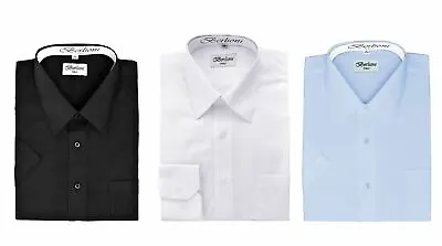 Berlioni Italy Men's Premium Classic Button Down Short Sleeve Dress Shirt • $23.99