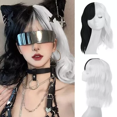 Dorosy Hair Short Black And White Cosplay Wig With Bangs Heat Resistant Hair • $16.80