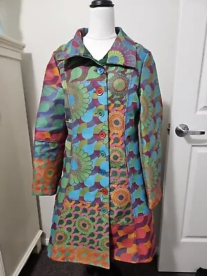 Desigual Women Green Orange purple Blue Eu44 Xl Fitted Coat Like New  • $150