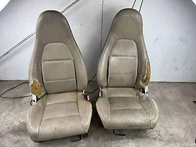 1999-2000 Mazda Miata Oem Beige Leather Seats Left Right Set NB 99-00 *DAMAGE* • $250