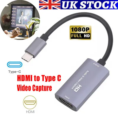 HDMI To Type C Video Audio Capture Card Adapter Screen Recorder USB-C 1080P 4K • £9.99