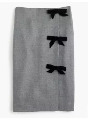 NWT J Crew Bow Seam Pencil Skirt In Double-Serge Wool Heather Graphite Gray 4 • $68.99